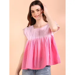 Maaesa Women Tie and Dye Dyed Cotton Regular Top-picture-19