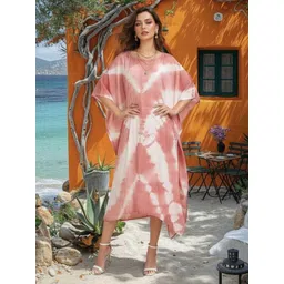 Maaesa Women Tie and Dye Dyed Flared Sleeves Kaftan Dress-picture-18
