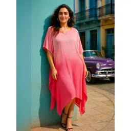 Maaesa Women Tie & Dyed Loose Fit Kaftan Dress-picture-15