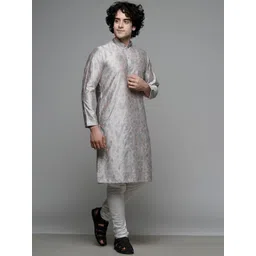 MAAHI FABS Ethnic Motifs Woven Design Mandarin Collar Thread Work Straight Kurta-picture-18