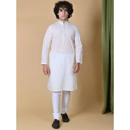 MAAHI FABS Striped Mandarin Collar Thread Work Straight Cotton Kurta-picture-11