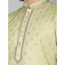MAAHI FABS Woven design Mandarin Collar Long Sleeves Jacquard Straight Kurta image 3