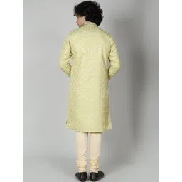 MAAHI FABS Woven design Mandarin Collar Long Sleeves Jacquard Straight Kurta image 4