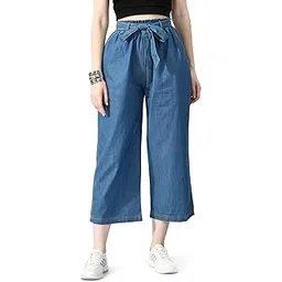 maahi Women's Denim Blue Solid Palazzo-picture-17
