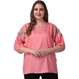 maahi Women's Rayon Light Pink Embroidery Top-picture-16