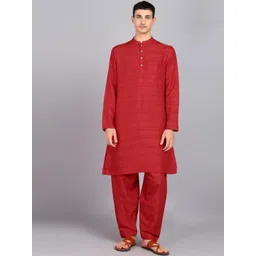 MAAND Men Striped Pure Silk Kurta with Salwar-picture-13