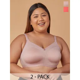 Maashie Pack of 2 Cotton Double Layered Cups Non Padded Non Wired Everyday Minimizer Bra-picture-30