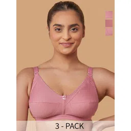 Maashie Pack of 3 Cotton Non Padded Non Wired Everyday Minimizer Bra-picture-33