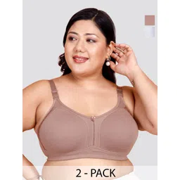 MAASHIE Women Pack of 2 Side Panel Lace Double Layered Cups High support Seamless Bra-picture-21