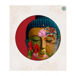 MAATIR DESIGNS Red & Blue Printed Round Shaped Wooden Wall Decor Plates-picture-39