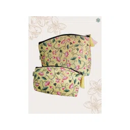 Maatir Pichwai Lotus Art Print Waterproof Travel Cosmetic Toiletry Pouches (Set of 2)-picture-11