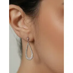 Mabel 92.5 Sterling Silver Pear Pave Dangler Earrings for Women-picture-21