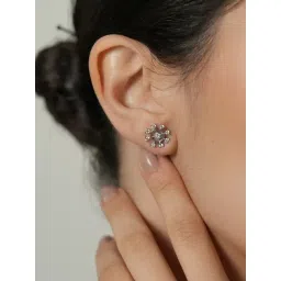 Mabel 92.5 Sterling Silver Studded 8 Stone Stud Earrings for Women-picture-40