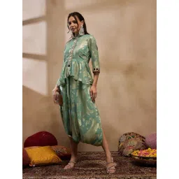 Mabish By Sonal Jain Aqua Jacquard Jumpsuits-image-32