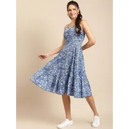 Mabish By Sonal Jain Blue Cotton Printed A-Line Dress-picture-39
