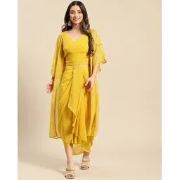 mabish by sonal jain Geometric Pattern Shrug with Skirt-Suit Set-picture-19