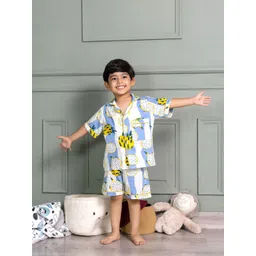 MABISH by Sonal Jain Kids Printed Pure Cotton Shorts and Shirt Night suit-picture-29