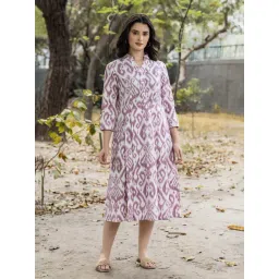 Mabish By Sonal Jain Purple Cotton Regular Fit Printed Dress-image-23