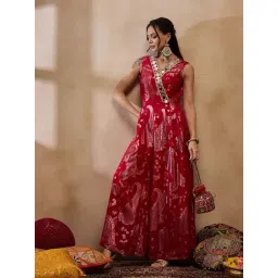 Mabish By Sonal Jain Red Jacquard Jumpsuits-image-25