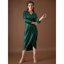 MABISH by Sonal Jain Satin Wrap Midi Dress-picture-33