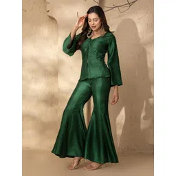 MABISH by Sonal Jain V-Neck Peplum Top With Palazzo Co-Ords-image-28