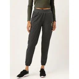 MABISH by Sonal Jain Women Charcoal Grey Solid Slim Fit Cotton Cropped Joggers-picture-27