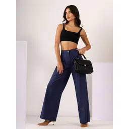 MABISH by Sonal Jain Women Flare Pleated Stretchable Cotton Lycra Trouser-image-18