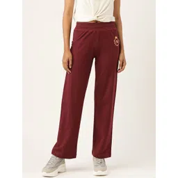 MABISH by Sonal Jain Women Maroon Solid Cotton Track Pants-picture-36