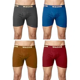 macho Cotton Assorted Plain Long Men's Trunk - Pack of 4 PLT, Size - 85 Cm-picture-15