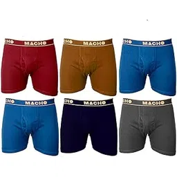macho Men's Long Cotton Fine Trunk Pack of 6 (Multi Color ) (Size :90 CM)-picture-38