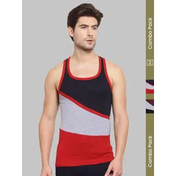 MACHO Pack Of 2 Assorted Pure Cotton Gym Vests-picture-22