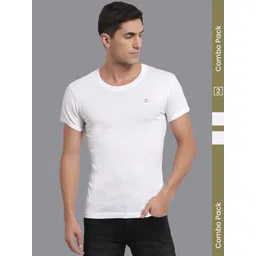 MACHO Pack Of 2 Pure Cotton Round Neck Short Sleeves Undershirt Innerwear Vests-picture-24