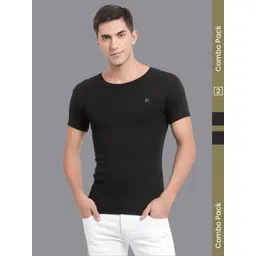MACHO Pack Of 2 Pure Cotton Round Neck Short Sleeves Undershirt Innerwear Vests-picture-10