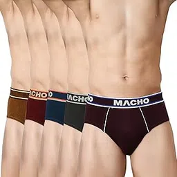 macho sporto Macho Spoto Men's Solid Pure Cotton Brief Pack of 5 (Assorted Colour May Vary)-picture-25