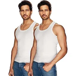 macho sporto Men's 100% Ribbed Cotton Sleeveless Vest | Solid Round Neck Tank Top Innerwear | Itch-Free, Soft & Comfortable Regular Fit Undershirt | Parka Vest | Pack of 2-picture-26