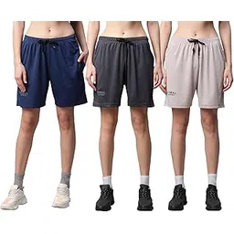 mack jonney Dryfit Lycra Solid Multicolor Shorts for Women Pack of-picture-28