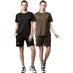 mack jonney Dryfit Lycra Solid Multicolor Tracksuit Co-ord Sets for Women (Pack of 2)-DRYFIT_T_D11_BLK_OLV_004-M-picture-28