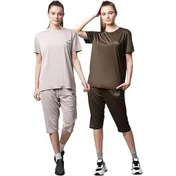 mack jonney Dryfit Lycra Solid Multicolor Tracksuit Co-Ord Sets For Women (Pack Of 2)-Dryfit_T_D13_L.Gry_Olv_004-Xl-picture-26