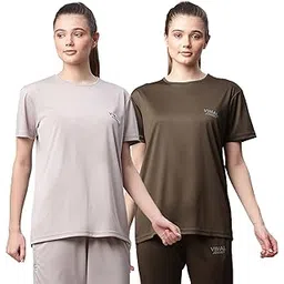 mack jonney Dryfit Lycra Solid Slim Fit T-Shirt for Women (Pack of 2)-Dryfit_T_L.Gry_OLV_002-P-picture-11