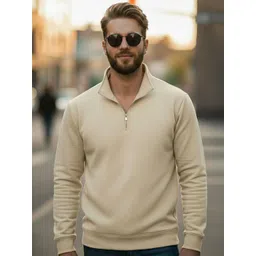 MACK JONNEY Men Mock Collar Solid Long Sleeves Sweatshirt-picture-35