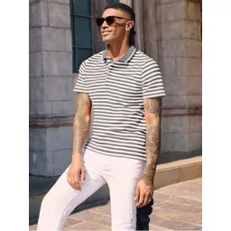 MACK JONNEY Men Striped Polo Collar Pockets T-shirt-picture-31