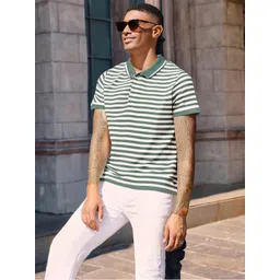 MACK JONNEY Men Striped Polo Collar Pockets T-shirt-picture-35