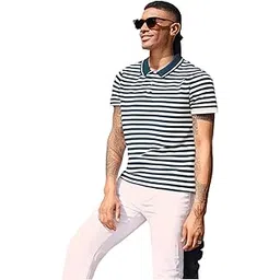 mack jonney Men's Striped Cotton Rich Polo T Shirt | Collar Tshirts | Half Sleeves | Stripe-Regular Fit-MACK640589-picture-12