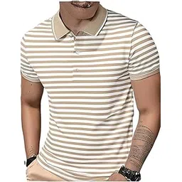 mack jonney Men's Striped Cotton Rich Polo T Shirt | Collar Tshirts | Half Sleeves | Stripe-Regular Fit-MACK640682-picture-14