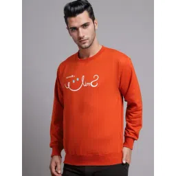 Mack Jonney Orange Fleece Regular Fit Graphic Sweatshirt-picture-32