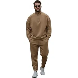 mack jonney Solid Half Zipper Track Suit for men | Co-ord Set | Warm Fleece Tracksuit Set | Full Sleeve Sweatshirt-picture-15