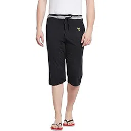 mack jonney VIMAL JONNEY Black Cotton Blended Capri for Men(Pack of 1)-picture-13