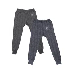 mack jonney VIMAL JONNEY Kids Pack Of 2 Grey & Black Striped Thermal Bottoms-picture-46