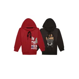 mack jonney VIMAL JONNEY Kids Pack of 2 Printed Typography Hooded Fleece Pullover-picture-13