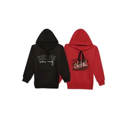 mack jonney VIMAL JONNEY Kids Pack Of 2 Typography Printed Hooded Cotton Fleece Pullover Sweatshirts-picture-37